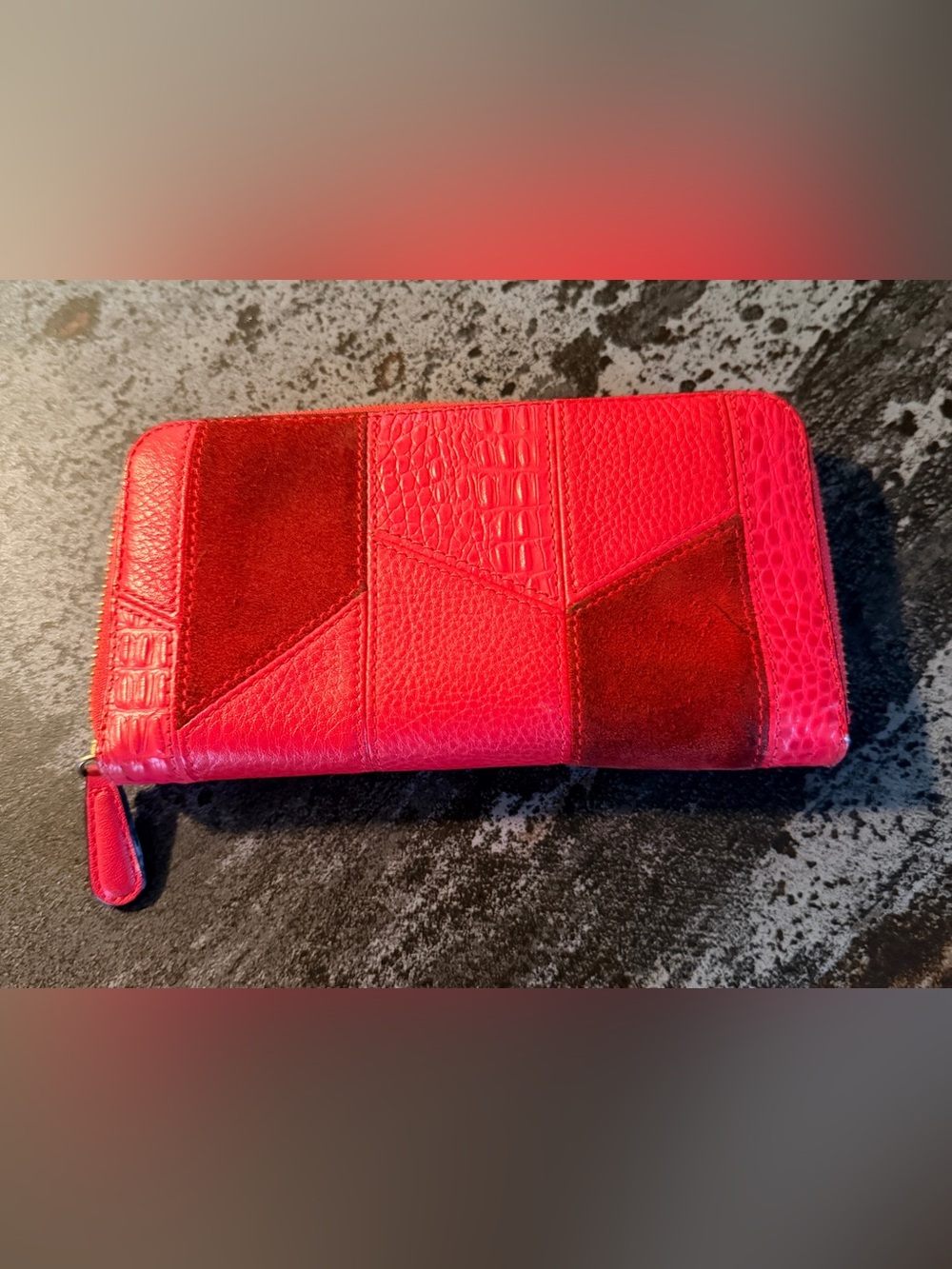Vera Bradley Red Patchwork Zip-Around Wallet